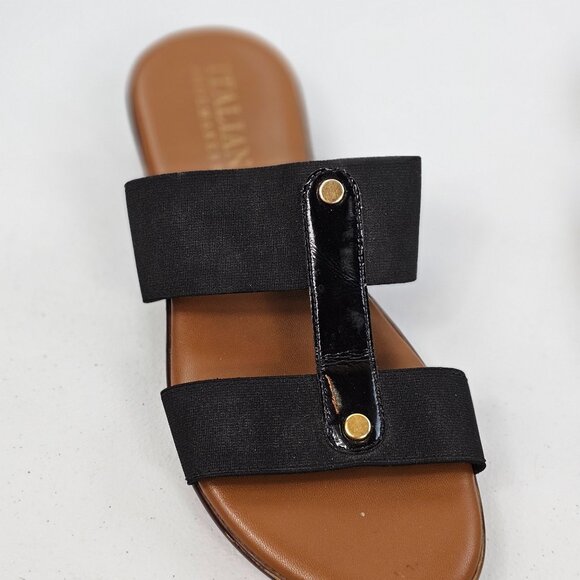 Italian Shoemakers Wms 9 Brown Black Open Toe Comfort Earthy Summer Slide Shoes - Picture 5 of 16